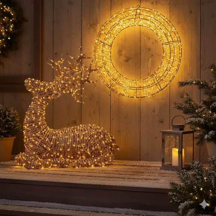 Verlichte kerstfiguren en beelden